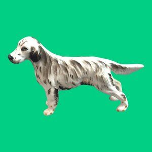 Vintage Porcelain English Irish Setter Dog Figurine White Brown Pointer Mini 6"